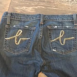 Bebe jeans with rhinestone logo on back pockets